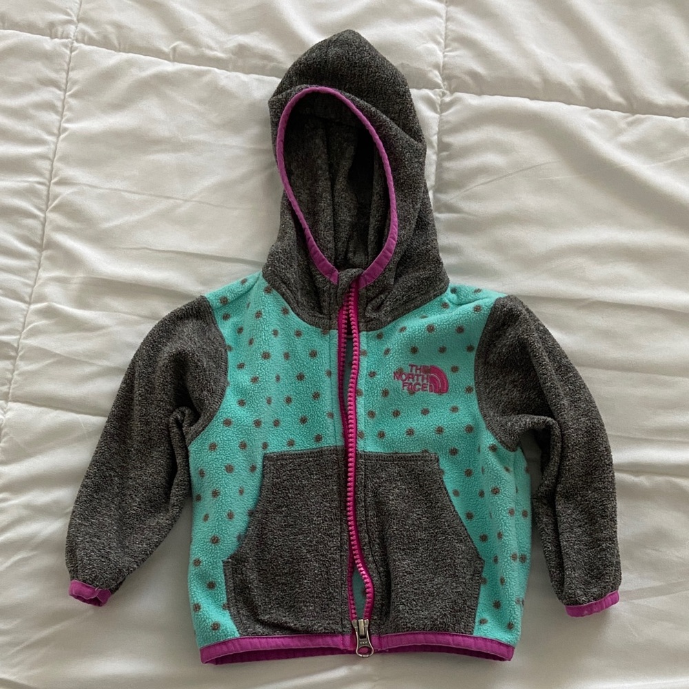 The North Face Kids' Teal and Gray fleece Hoodie